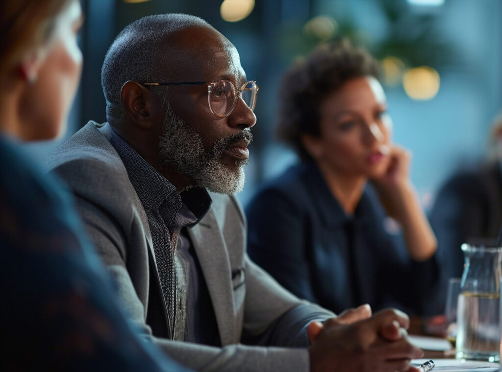 professional executive team in an advisory board meeting,